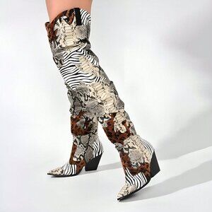 Multicolor Western Women's Over The Knee Cowboy Boots